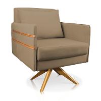 Poltrona Giratória Mari Suede Marrom Rato - 1