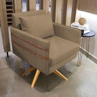 Poltrona Giratória Mari Suede Marrom Rato - 7