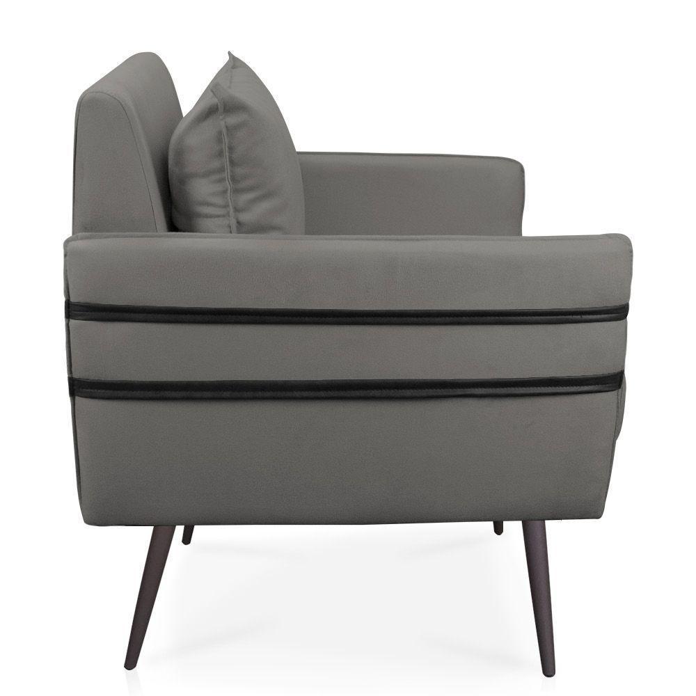 Kit 02 Poltronas Mari Grafite Pés Palito De Ferro Preto - 6