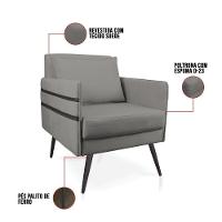 Kit 02 Poltronas Mari Grafite Pés Palito De Ferro Preto - 5