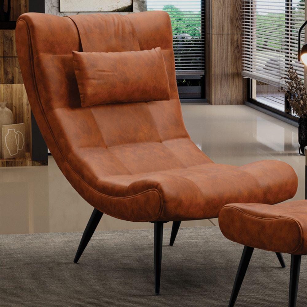 Poltrona Sher Corano Pés Palito De Ferro - D'Rossi Cor Nozes - 5