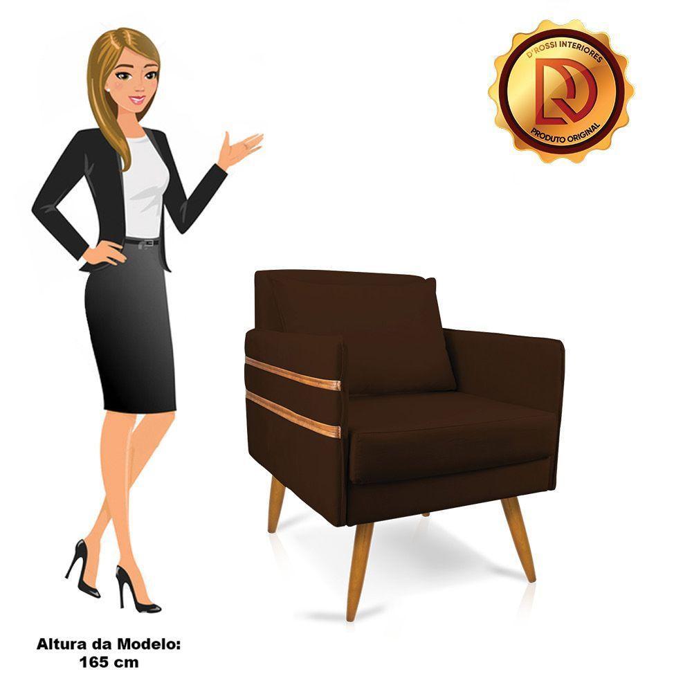 Kit 02 Poltronas Mari Suede Pés Palito Castanho Marrom - 4