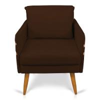 Kit 02 Poltronas Mari Suede Pés Palito Castanho Marrom - 10