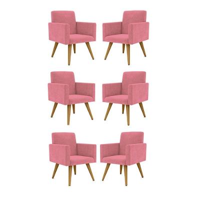 Kit 06 Poltronas Nina Decorativa Para Recepção Balaqui Decor Cor:rosa