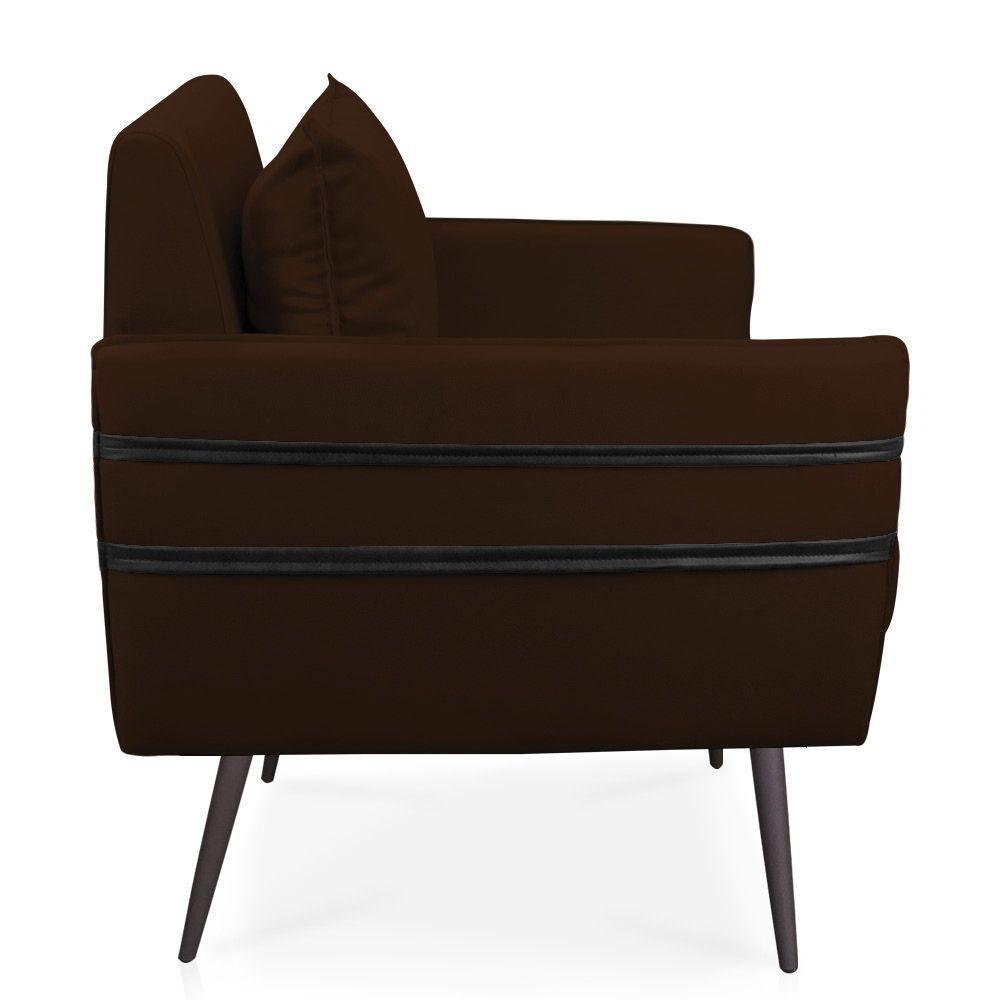 Kit 02 Poltronas Mari Suede Pés Palito De Ferro Preto Marrom - 6