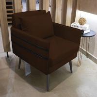 Kit 02 Poltronas Mari Suede Pés Palito De Ferro Preto Marrom - 8