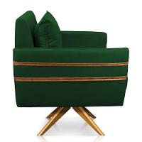 Poltrona Giratória Mari Suede Verde Base De Madeira Ma30 - 6