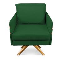 Poltrona Giratória Mari Suede Verde Base De Madeira Ma30 - 7