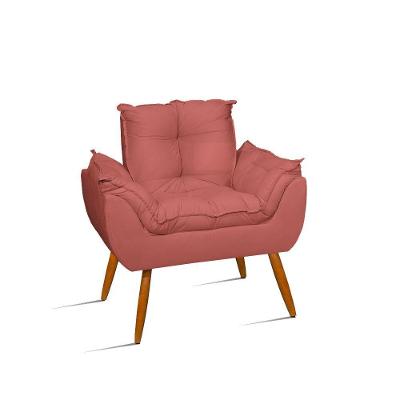 Poltrona Decorativa Opala Sala Escritório Quarto Suede Rosa Balaqui Decor