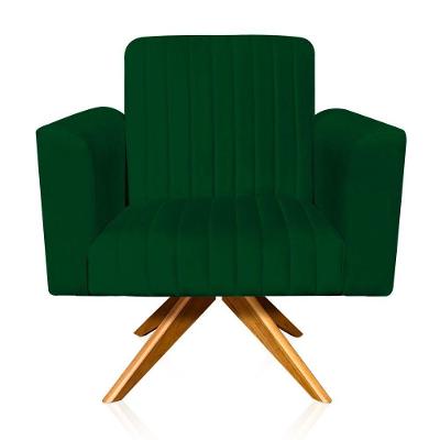 Poltrona Giratória Viena Gomada Verde Base Madeira Ma30