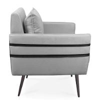 Kit 02 Poltronas Mari Suede Pés Palito De Ferro Preto Cinza