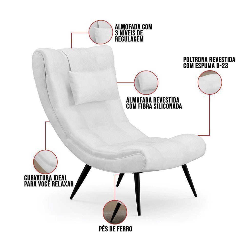 Kit 02 Poltronas Sher Corano Pés Palito De Ferro Cor Branco - 3