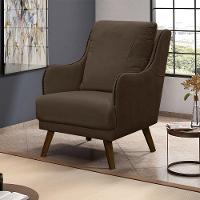 Poltrona Decorativa Catar Com Tachas Suede Marrom Claro - 2