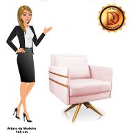 Poltrona Giratória Mari Suede Base De Madeira Ma30 Rosa Bebê - 3