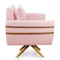 Poltrona Giratória Mari Suede Base De Madeira Ma30 Rosa Bebê - 5