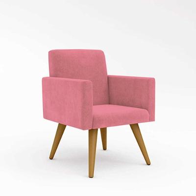 Poltrona Decorativa Nina Escritório Sala De Estar Suede Rosa Balaqui Decor