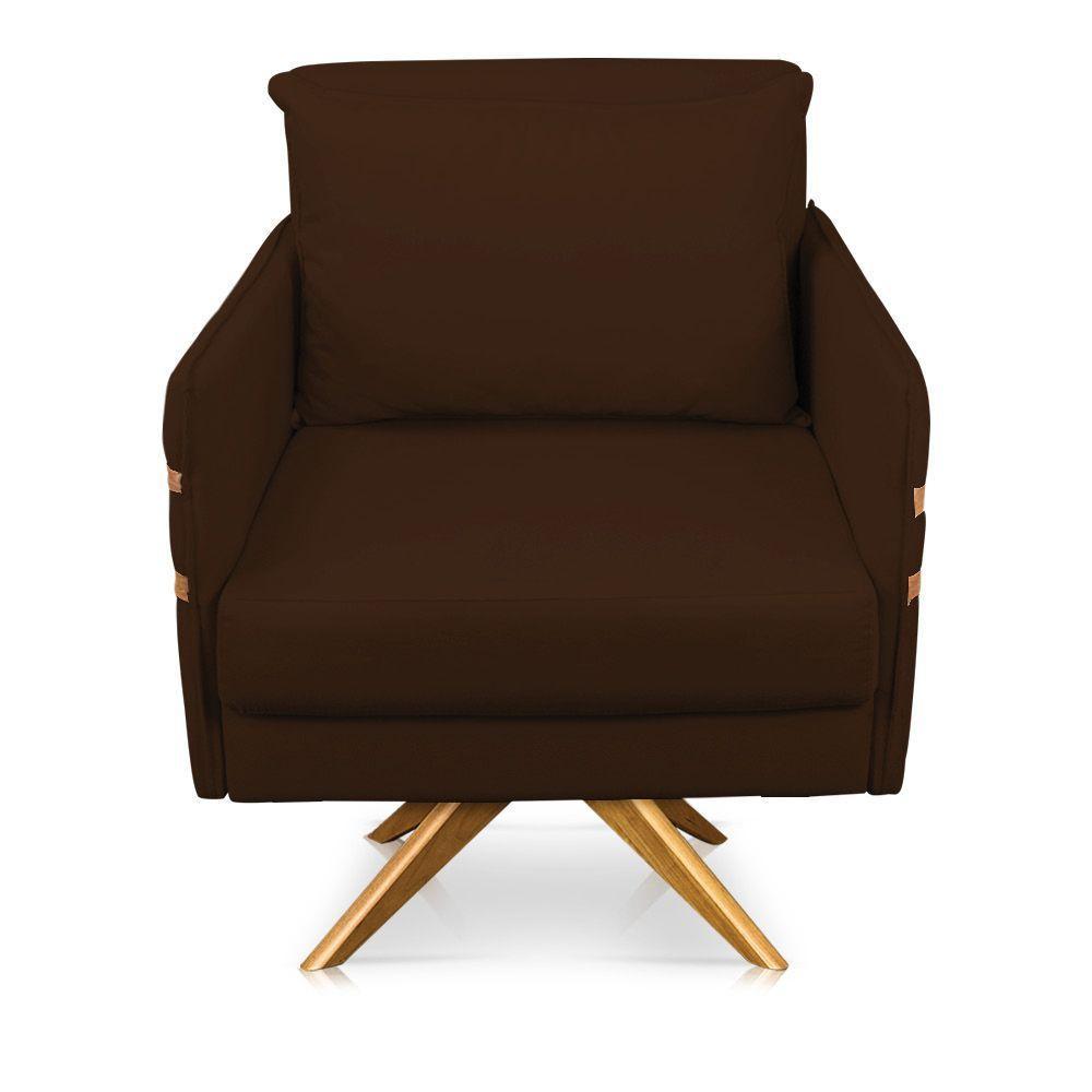 Kit 02 Poltronas Giratória Mari Suede Marrom - 6