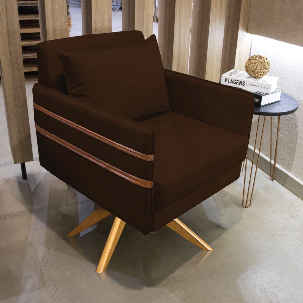Kit 02 Poltronas Giratória Mari Suede Marrom - 7