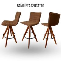 Banqueta Cercatto Giratória Revestida Em Tecido Linho Marrom Cor Marrom - 5
