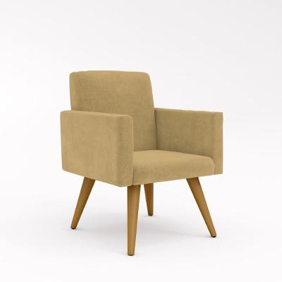 Poltrona Decorativa Nina Para Sala Quarto Escritório Suede Marrom Capuccino Balaqui Decor