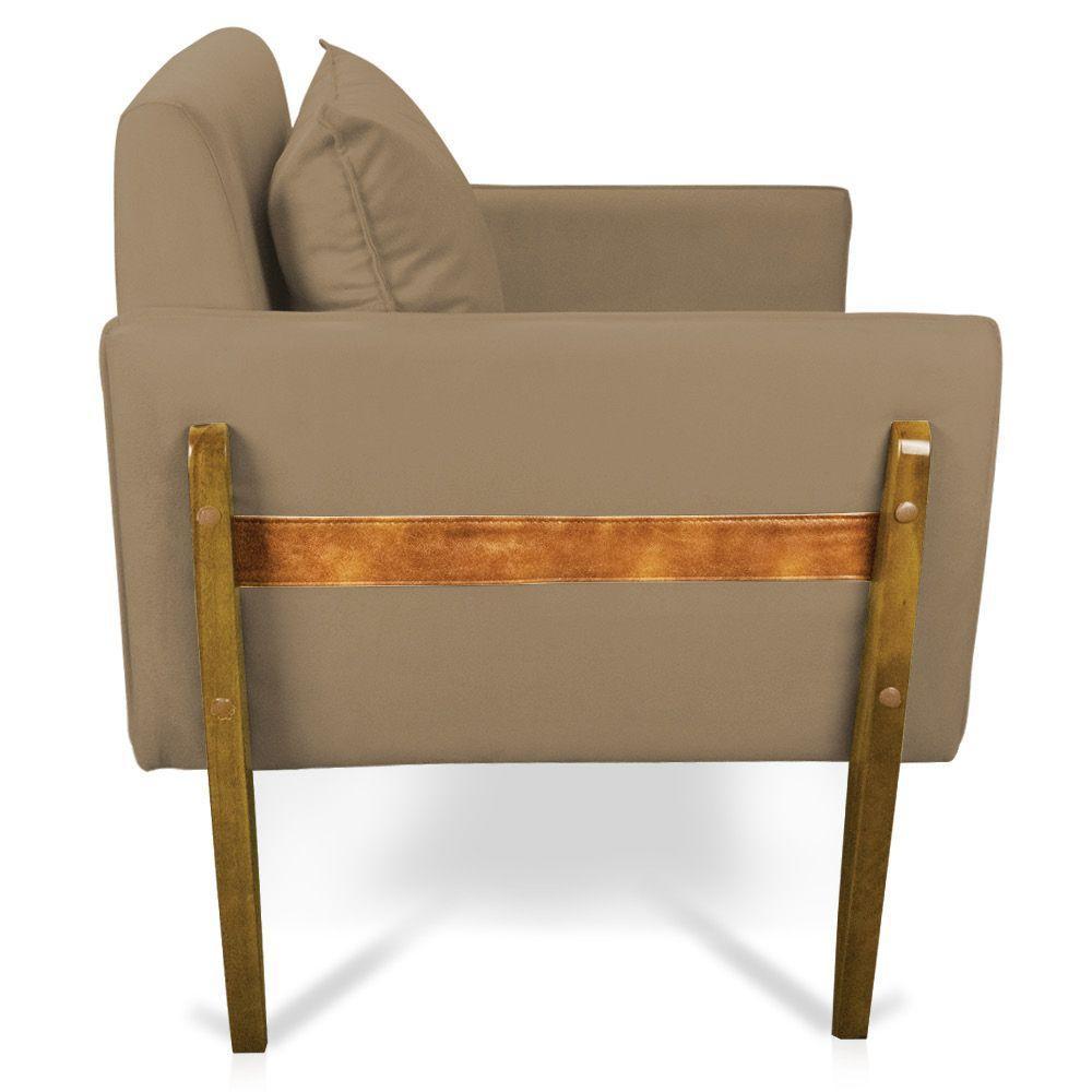 Poltrona Lana Suede Base De Madeira - D'Rossi Marrom Rato - 6