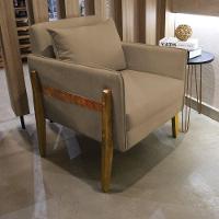 Poltrona Lana Suede Base De Madeira - D'Rossi Marrom Rato - 8