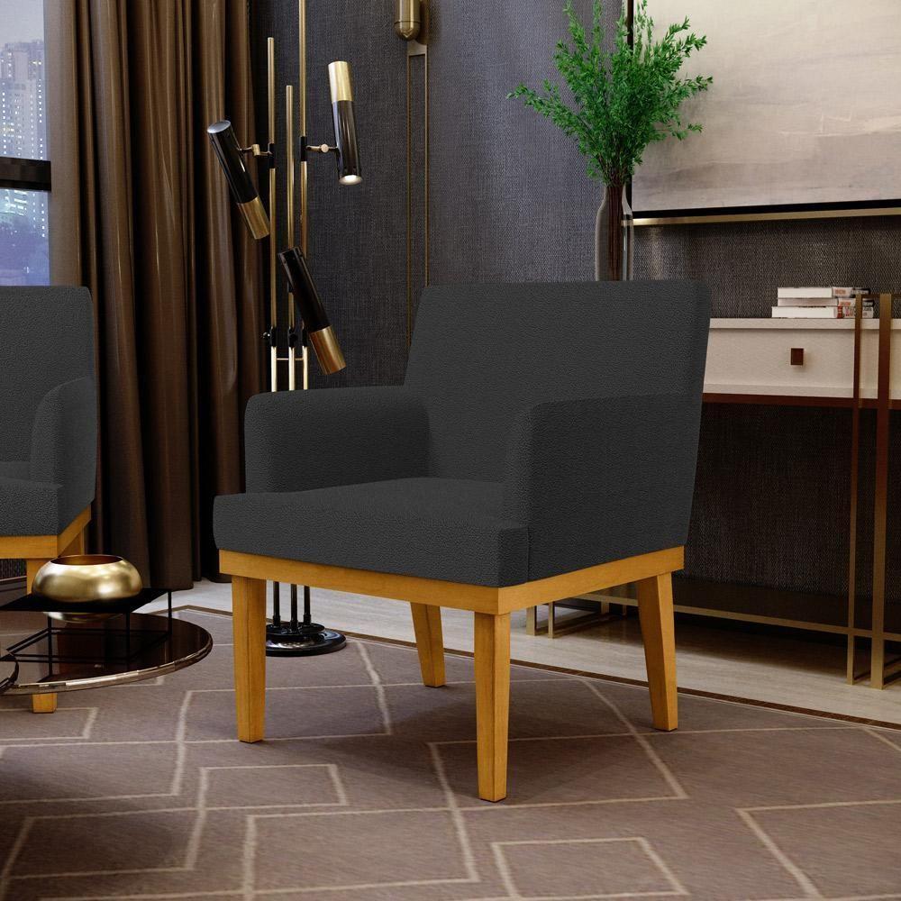 Kit 3 Poltronas Decorativas Sala De Estar E Recepção Beatriz W01 Bouclê Preto - Lyam Decor - 2