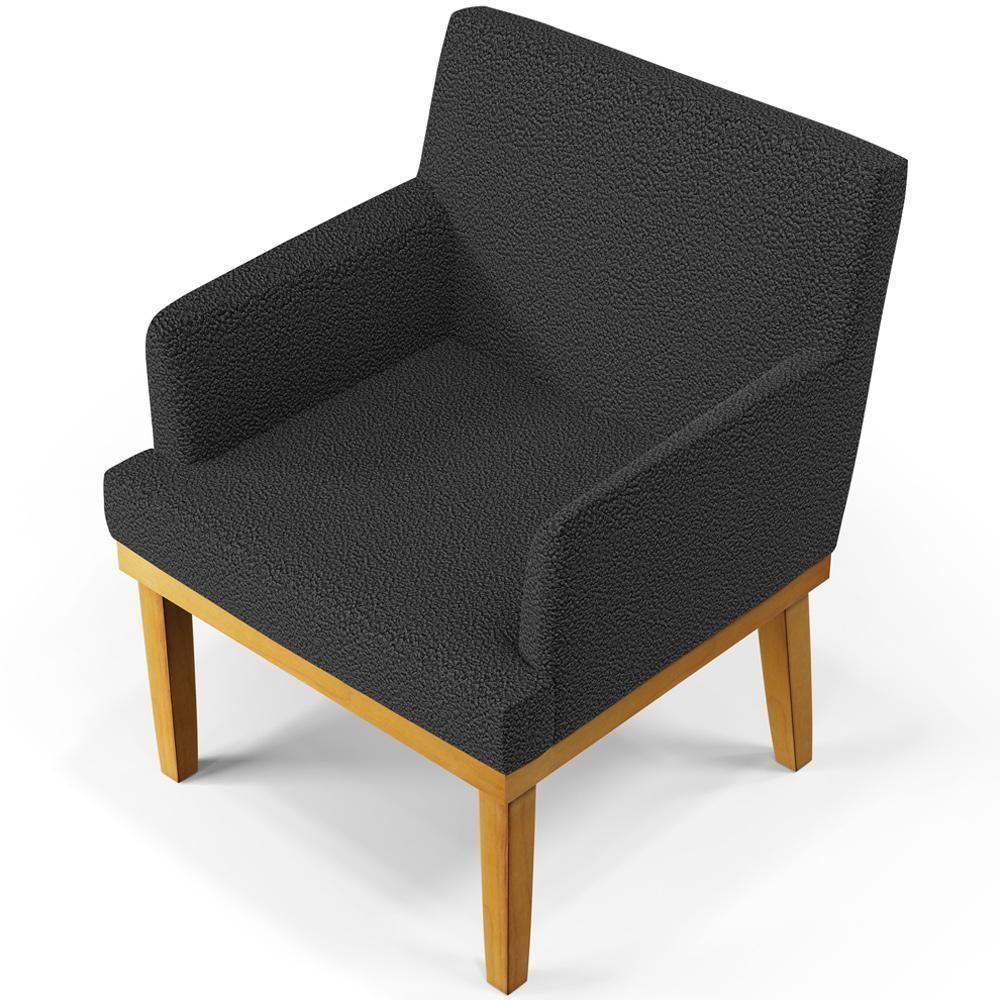 Kit 3 Poltronas Decorativas Sala De Estar E Recepção Beatriz W01 Bouclê Preto - Lyam Decor - 9