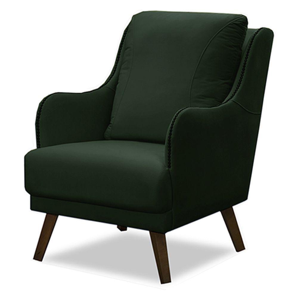Poltrona Decorativa Catar Com Tachas Veludo Verde - 1