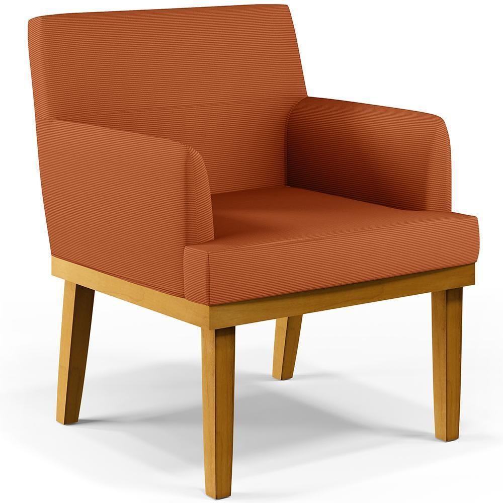 Kit 04 Poltronas Decorativas Sala De Estar Beatriz Base Mel W01 Tecido Terracota - Lyam Decor - 5