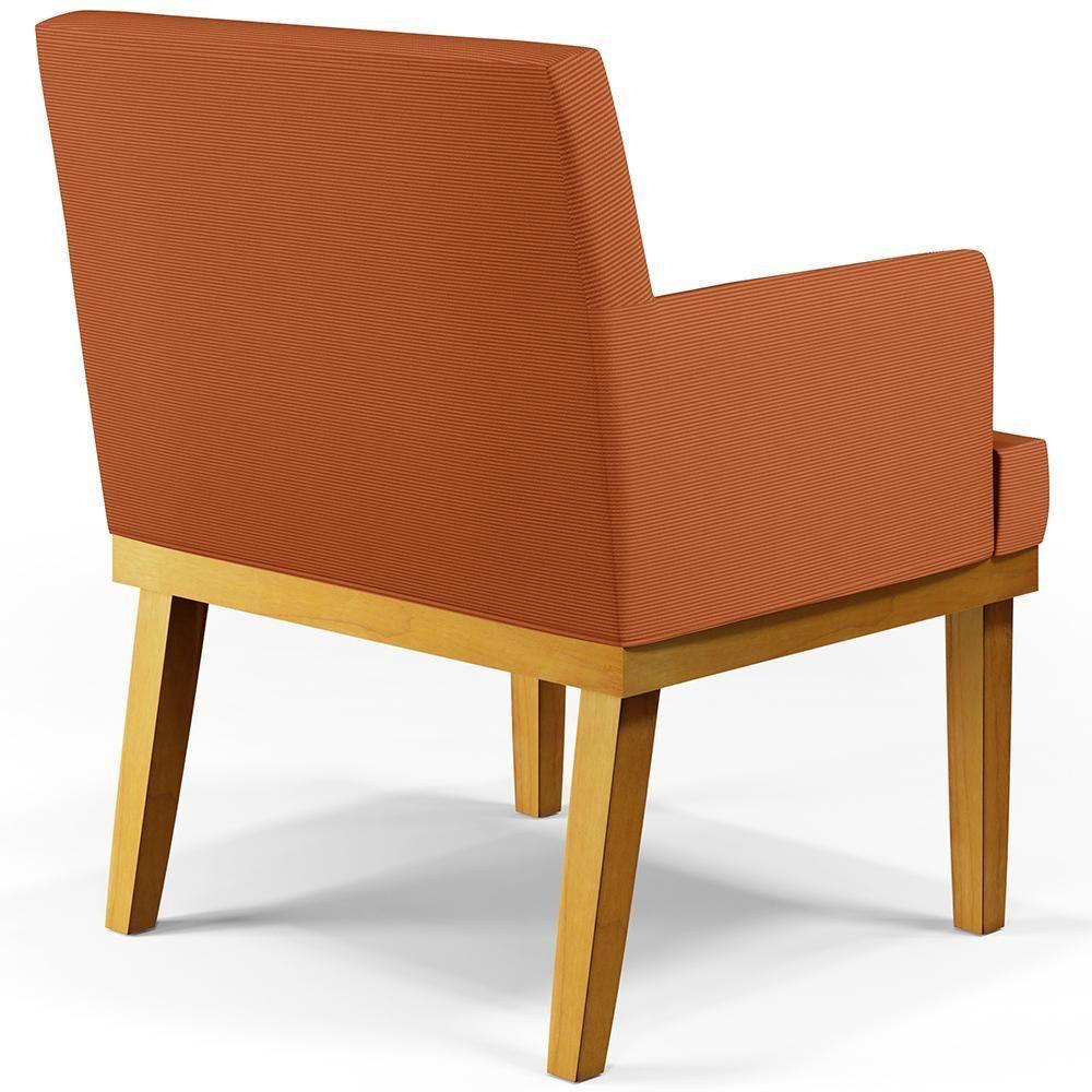 Kit 04 Poltronas Decorativas Sala De Estar Beatriz Base Mel W01 Tecido Terracota - Lyam Decor - 9