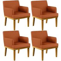 Kit 04 Poltronas Decorativas Sala De Estar Beatriz Base Mel W01 Tecido Terracota - Lyam Decor - 1