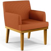 Kit 04 Poltronas Decorativas Sala De Estar Beatriz Base Mel W01 Tecido Terracota - Lyam Decor - 5