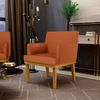 Kit 04 Poltronas Decorativas Sala De Estar Beatriz Base Mel W01 Tecido Terracota - Lyam Decor - 8