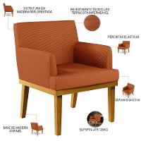 Kit 04 Poltronas Decorativas Sala De Estar Beatriz Base Mel W01 Tecido Terracota - Lyam Decor - 10