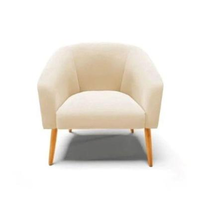Poltrona Decorativa Stella Em Linho Com Pés Palito