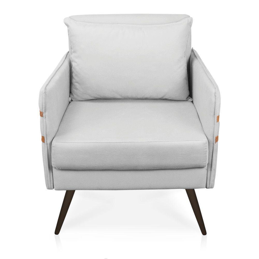 Kit 02 Poltronas Mari Suede Pés Palito De Ferro Marrom Cinza - 7