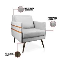 Kit 02 Poltronas Mari Suede Pés Palito De Ferro Marrom Cinza - 5