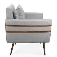 Kit 02 Poltronas Mari Suede Pés Palito De Ferro Marrom Cinza - 6