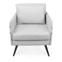 Kit 02 Poltronas Mari Suede Pés Palito De Ferro Marrom Cinza - 7