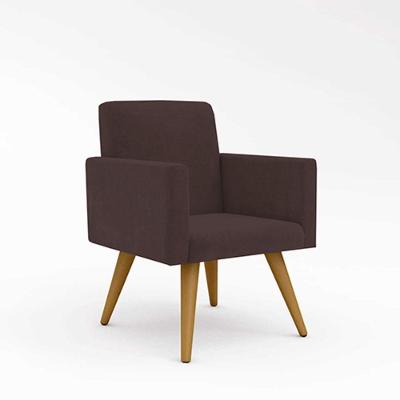 Poltrona Decorativa Nina Para Sala Quarto Suede Marrom Balaqui Decor