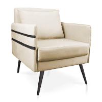 Poltrona Mari Suede Bege Pés Palito De Ferro Preto - D'Rossi - 1