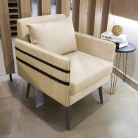 Poltrona Mari Suede Bege Pés Palito De Ferro Preto - D'Rossi - 8