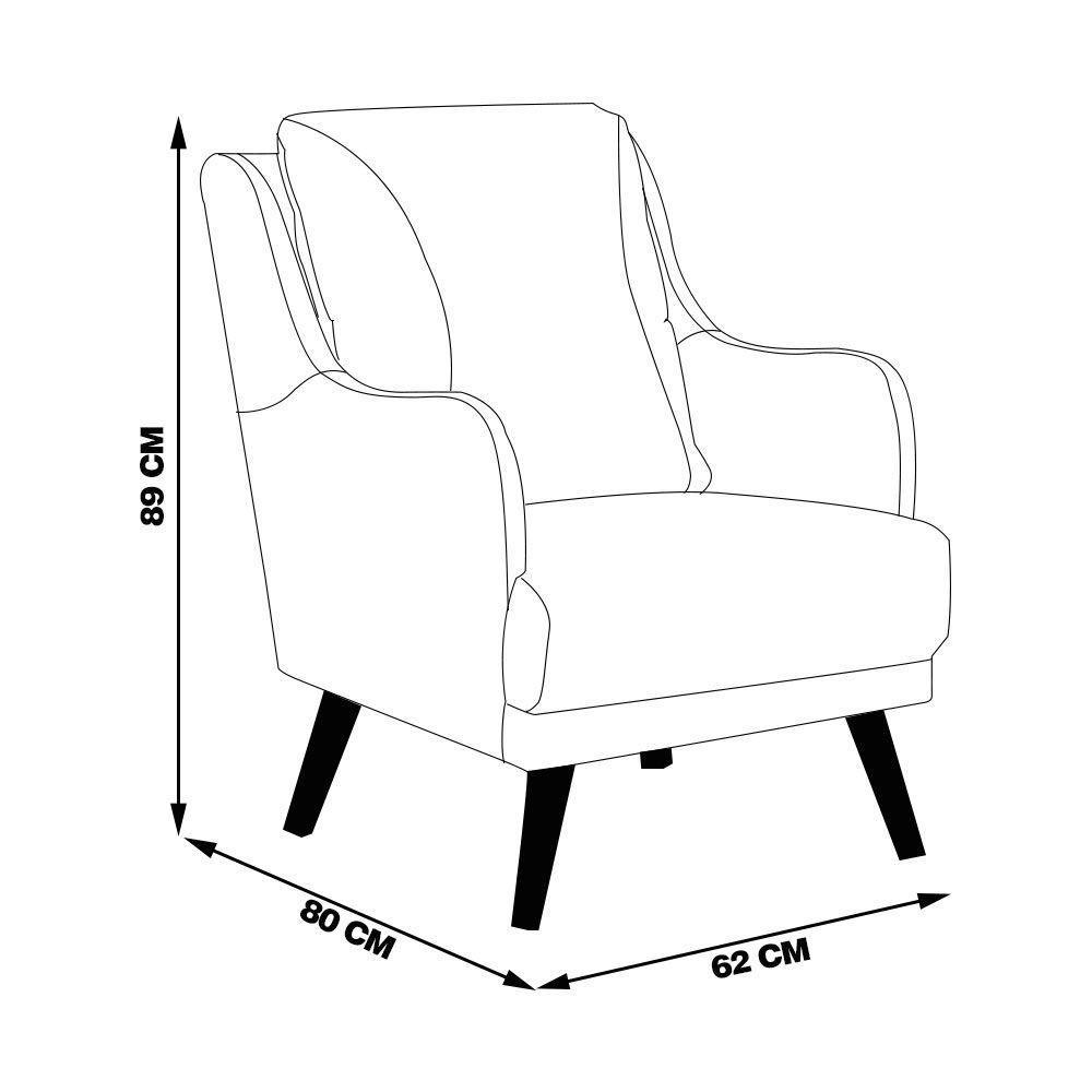 Poltrona Decorativa Catar Com Tachas Veludo Bege - Gran Belo - 4