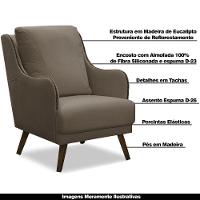 Poltrona Decorativa Catar Com Tachas Veludo Bege - Gran Belo - 3