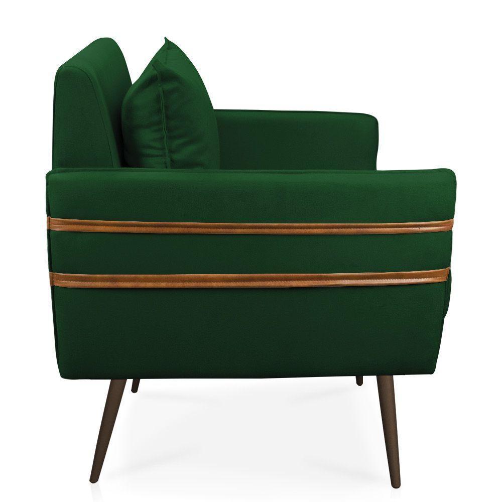 Poltrona Mari Suede Pés Palito De Ferro Marrom D'Rossi Verde - 6