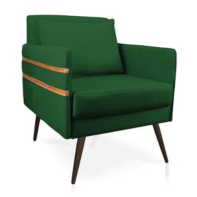 Poltrona Mari Suede Pés Palito De Ferro Marrom D'Rossi Verde