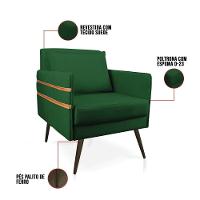 Poltrona Mari Suede Pés Palito De Ferro Marrom D'Rossi Verde - 5