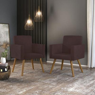 Kit 09 Poltronas Nina Decorativa Para Recepção Balaqui Decor Cor:marrom