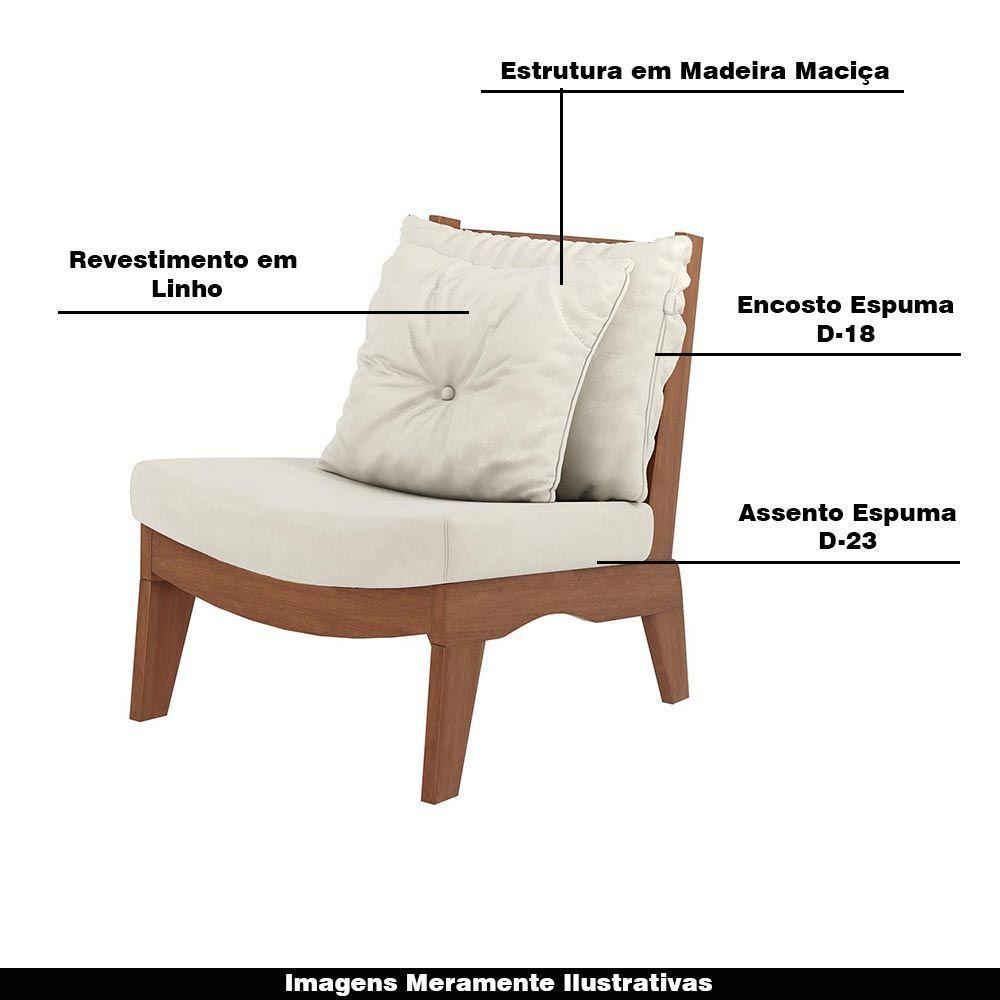 Poltrona Decorativa Sadie Linho Bege Claro/Imbuia - 4